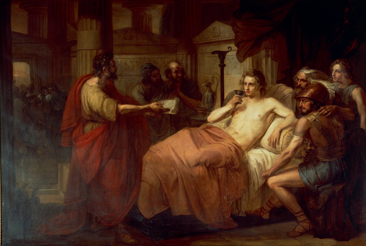 Büyük İskender ve Hekimi Philip, Domenico Induno tarafından by Domenico Induno