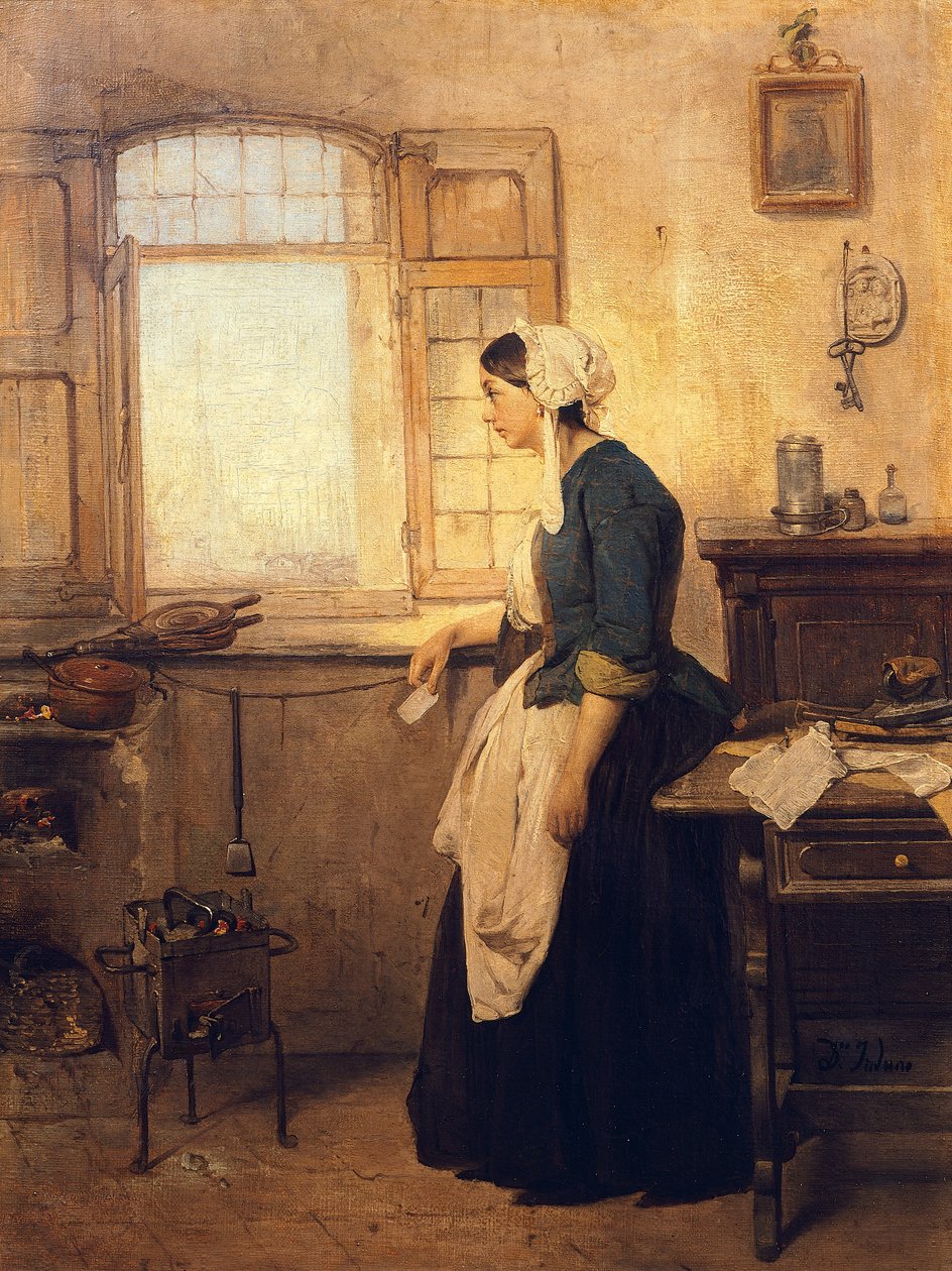 Mektup, Domenico Induno (1815-1878), tuval üzerine yağlı boya by Domenico Induno
