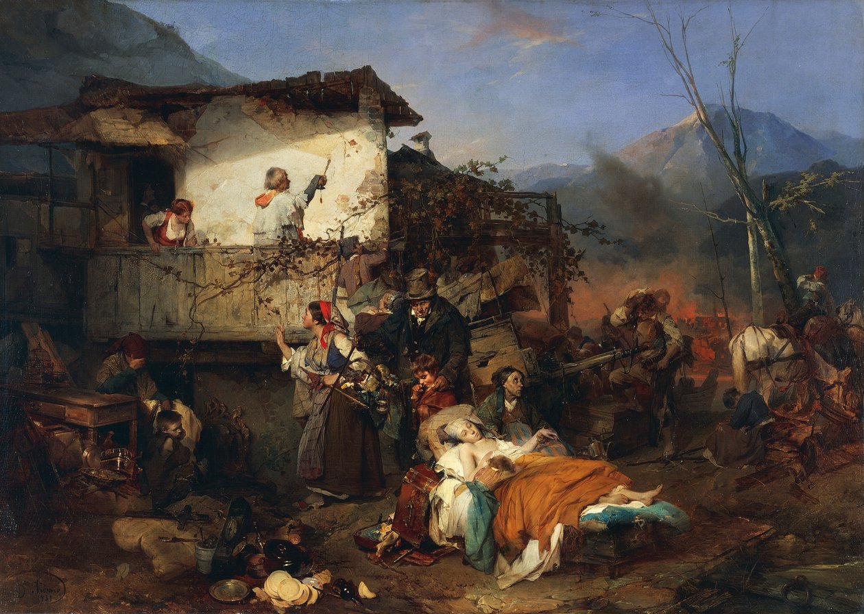 Köy yangınından kaçanlar, Domenico Induno by Domenico Induno
