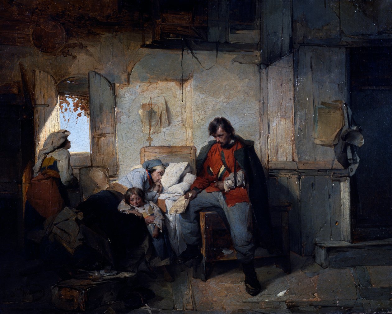 Yaralı askerin dönüşü, yaklaşık 1854, Domenico Induno (1815-1878), tuval üzerine yağlı boya, 42x53 cm, İtalya by Domenico Induno