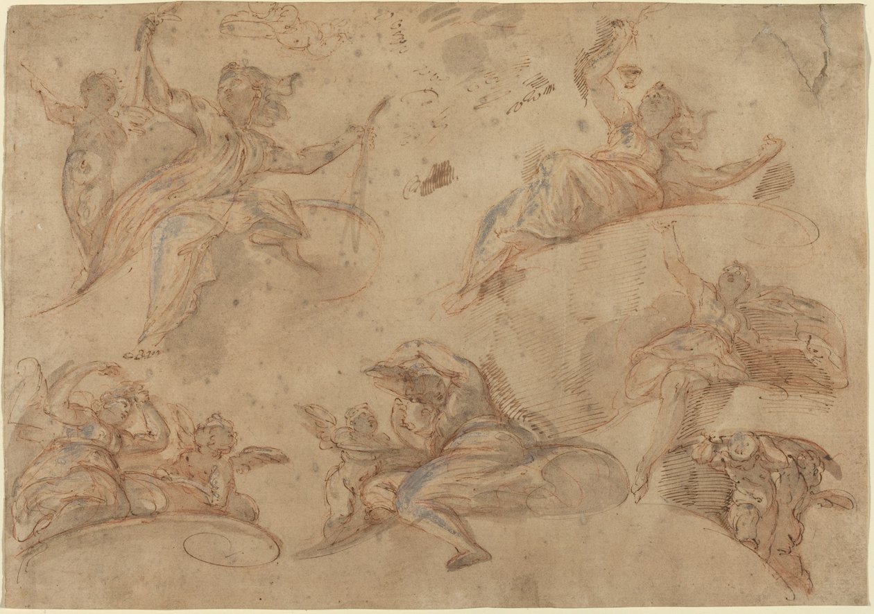 Aşağıdan Görülen Alegorik Figürler by Domenico Maria Canuti