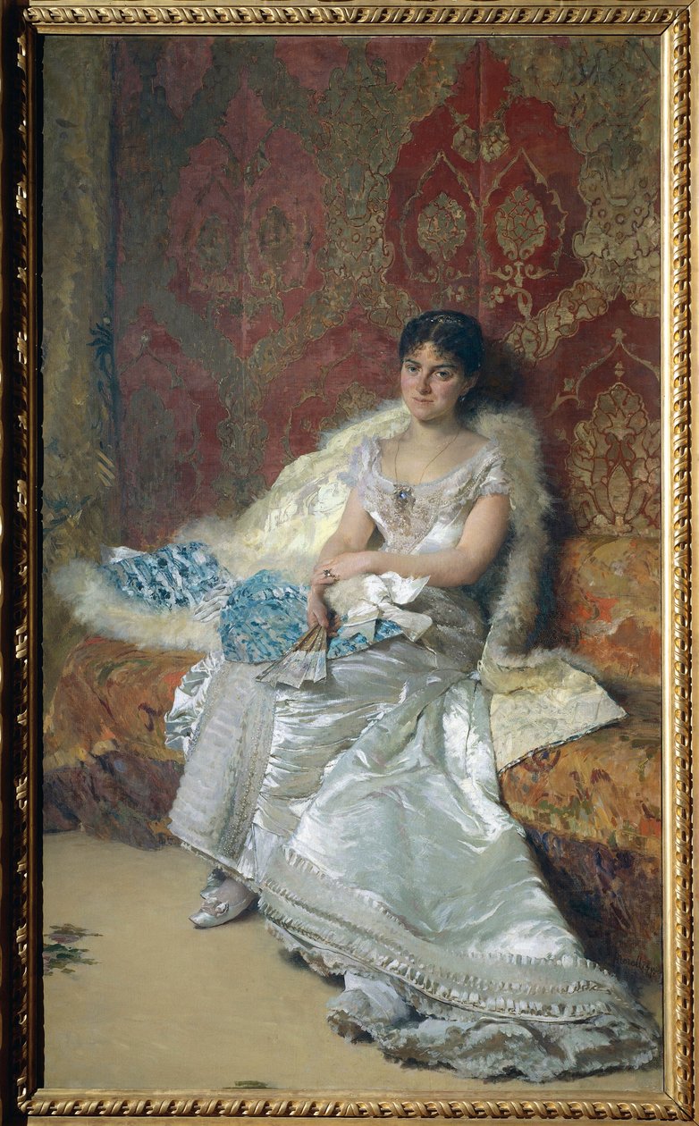 Bayan Theresa Oneto Kazak Portresi, Domenico Morelli tarafından by Domenico Morelli