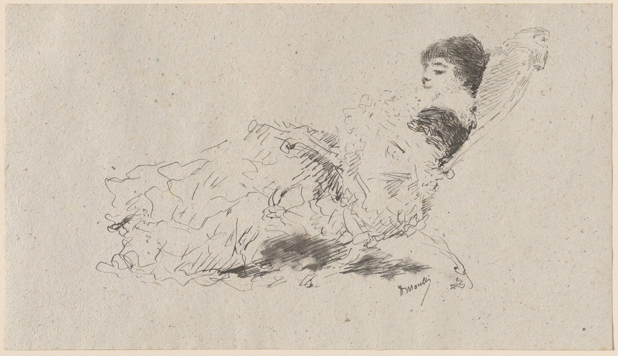 Sanatçının Kızı Eleonora Şezlonga Uzanmış by Domenico Morelli