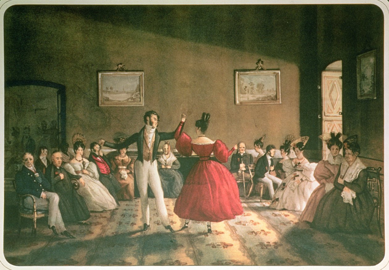 Buenos Aires'teki Salonda Dans, 1831 dolayları (kağıt üzerine suluboya) by Domenico Pellegrini