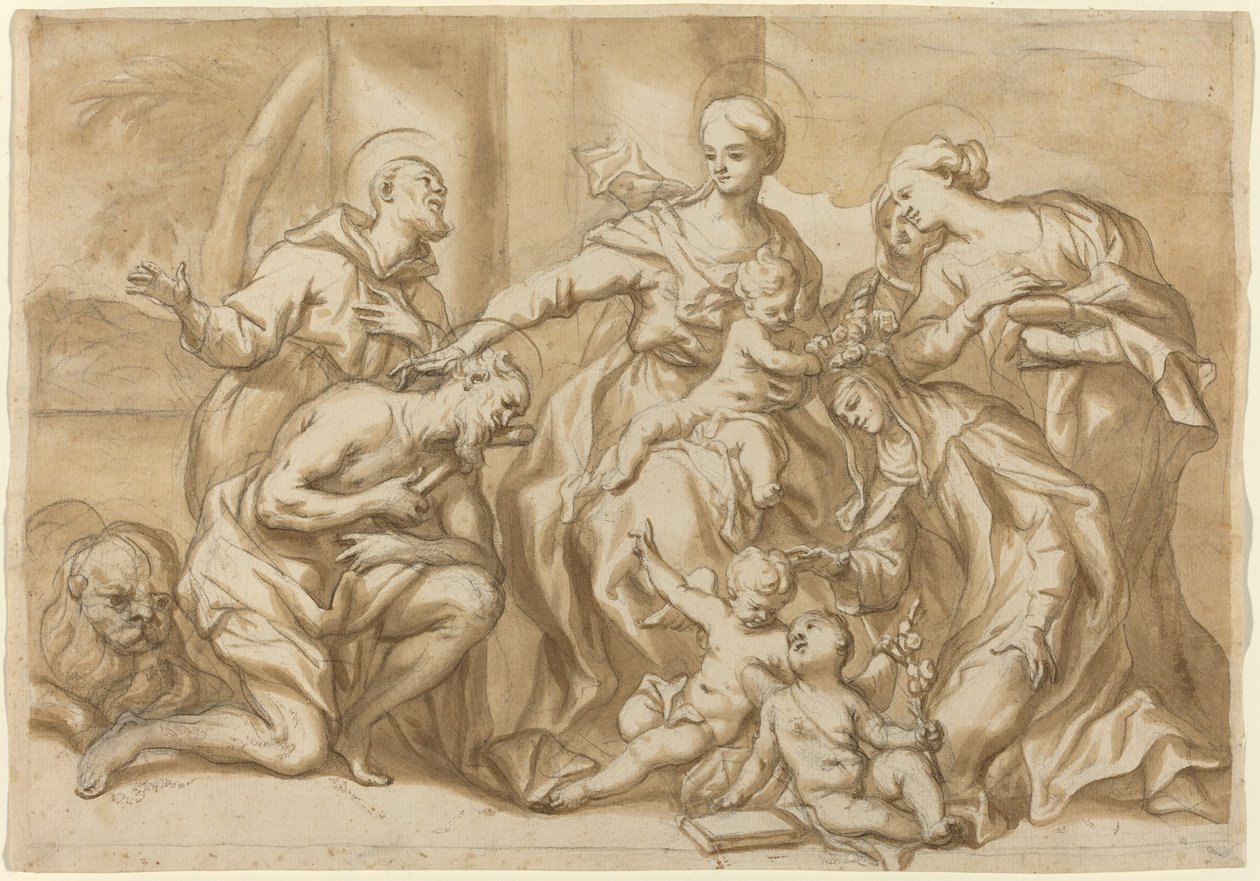 Azizler tarafından çevrili Madonna by Domenico Piola