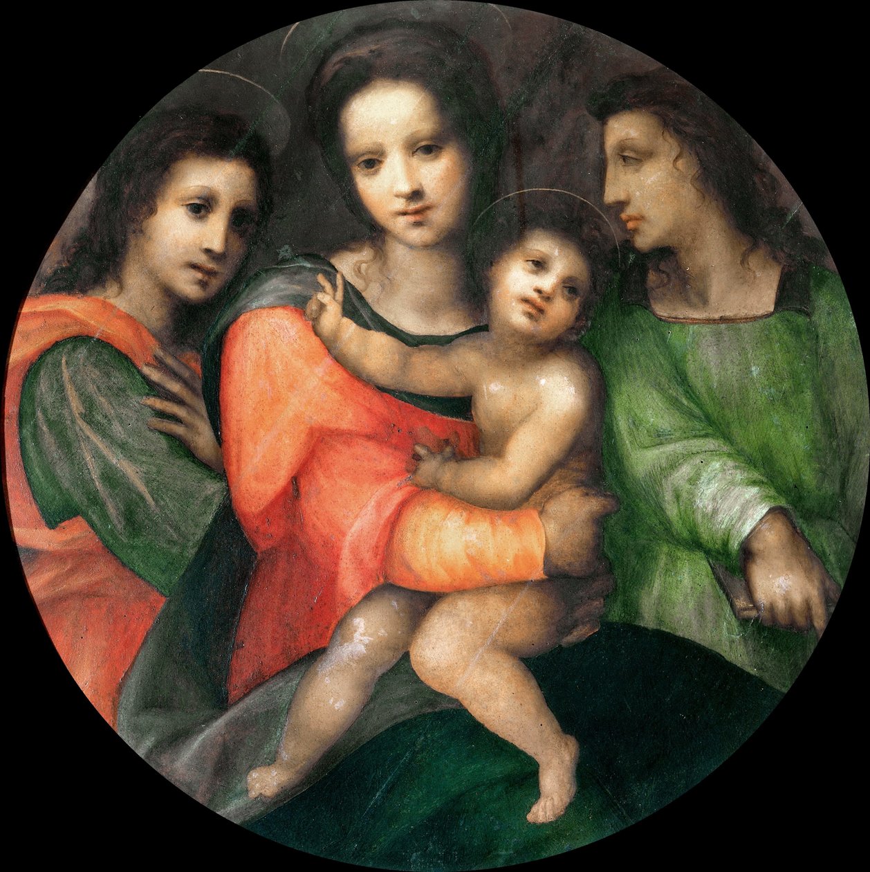 Madonna ve Çocuk iki melekle. by Domenico Puligo