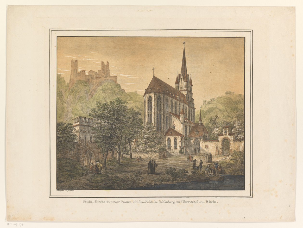 Gezicht op de Kerk en het kasteel te Oberwesel Oberwesel am Rhein