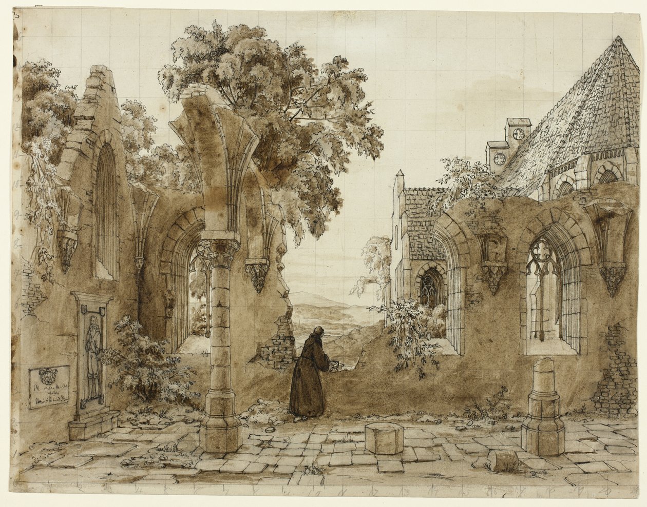 Bir Manastırın Harabelerinde Keşiş by Domenico Quaglio
