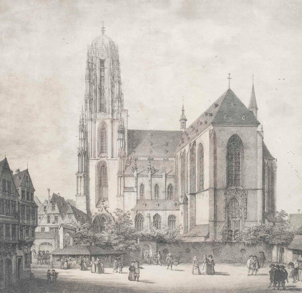 Litho - Frankfurt - İmparatorluk Katedrali - Quaglio - 1819 by Domenico Quaglio the Younger