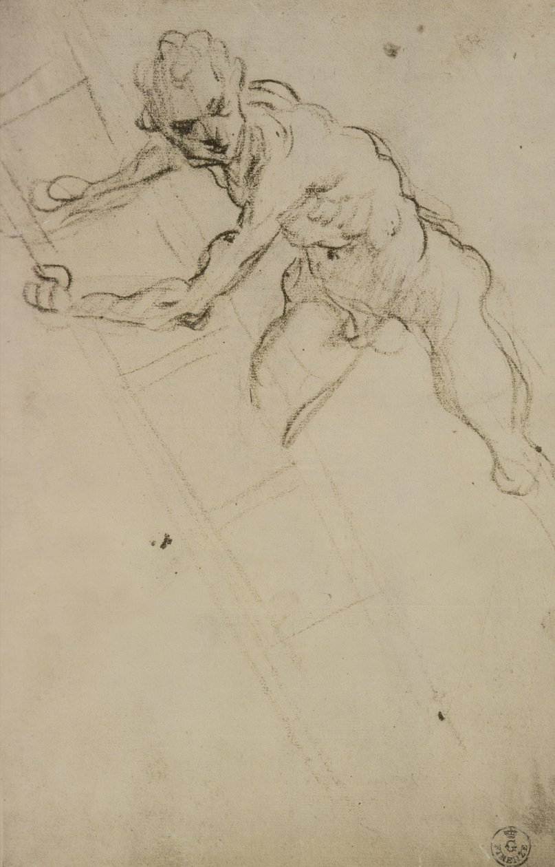 Çarmıha Gerilme için bir figür çalışması (kağıt üzerinde kömür) by Domenico Robusti Tintoretto