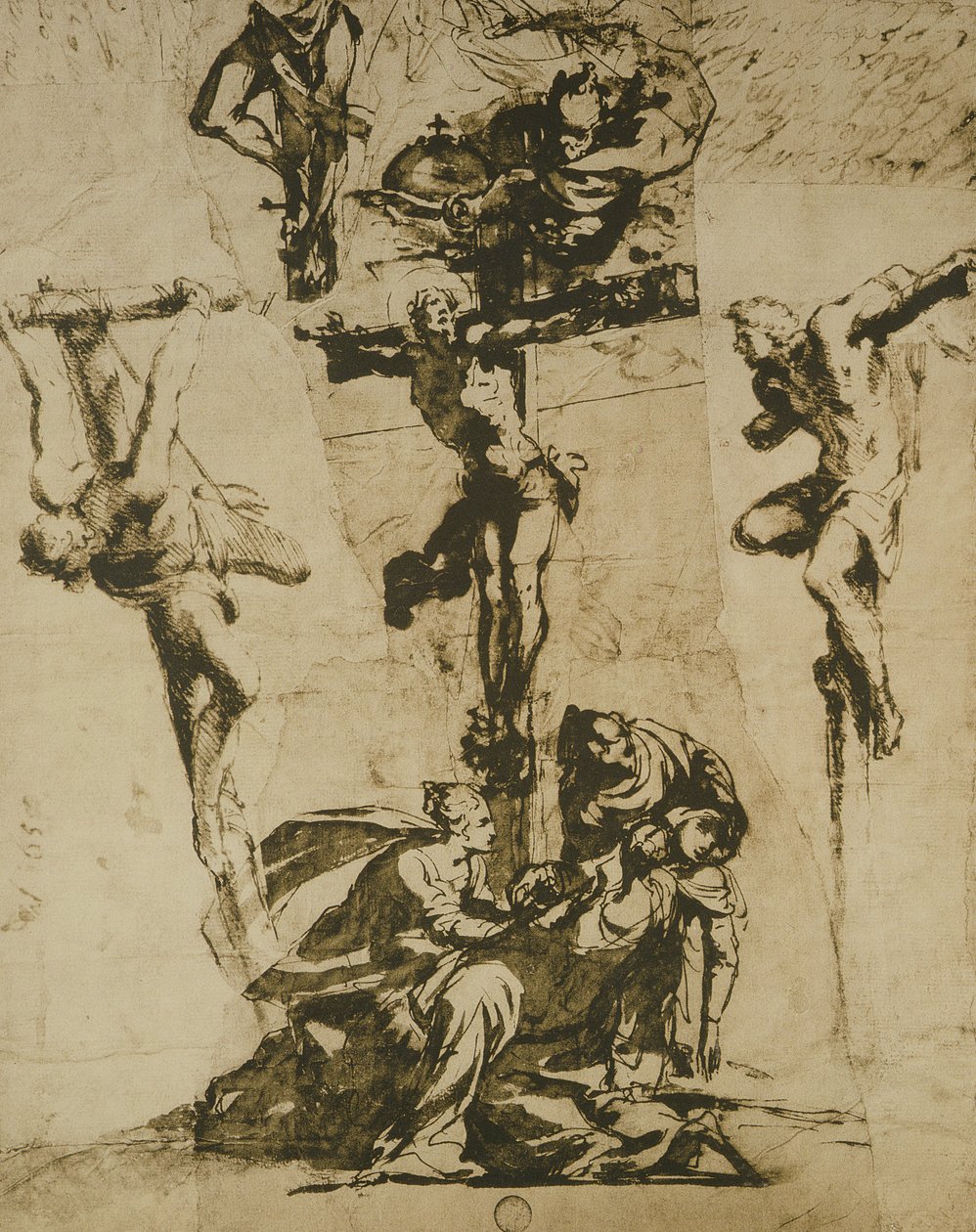 Çarmıha Gerilme ve Baygın Bakire Çalışması by Domenico Robusti Tintoretto