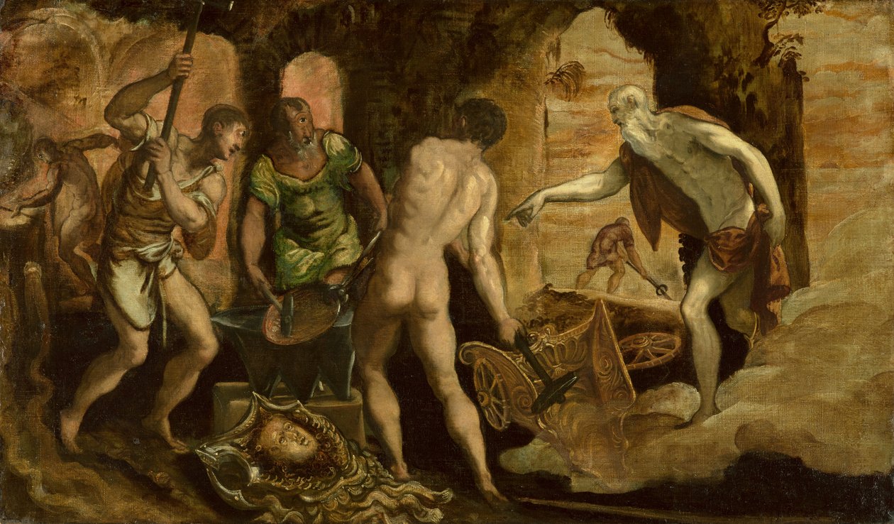 The Forge of Vulcan, yaklaşık 1544-1548 (tuval üzerine yağlı boya) by Domenico Robusti Tintoretto