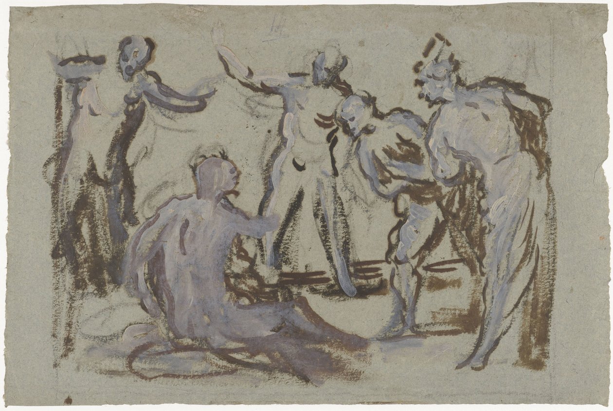 Arkadaşlarıyla çevrili gübre yığınındaki iş by Domenico Tintoretto