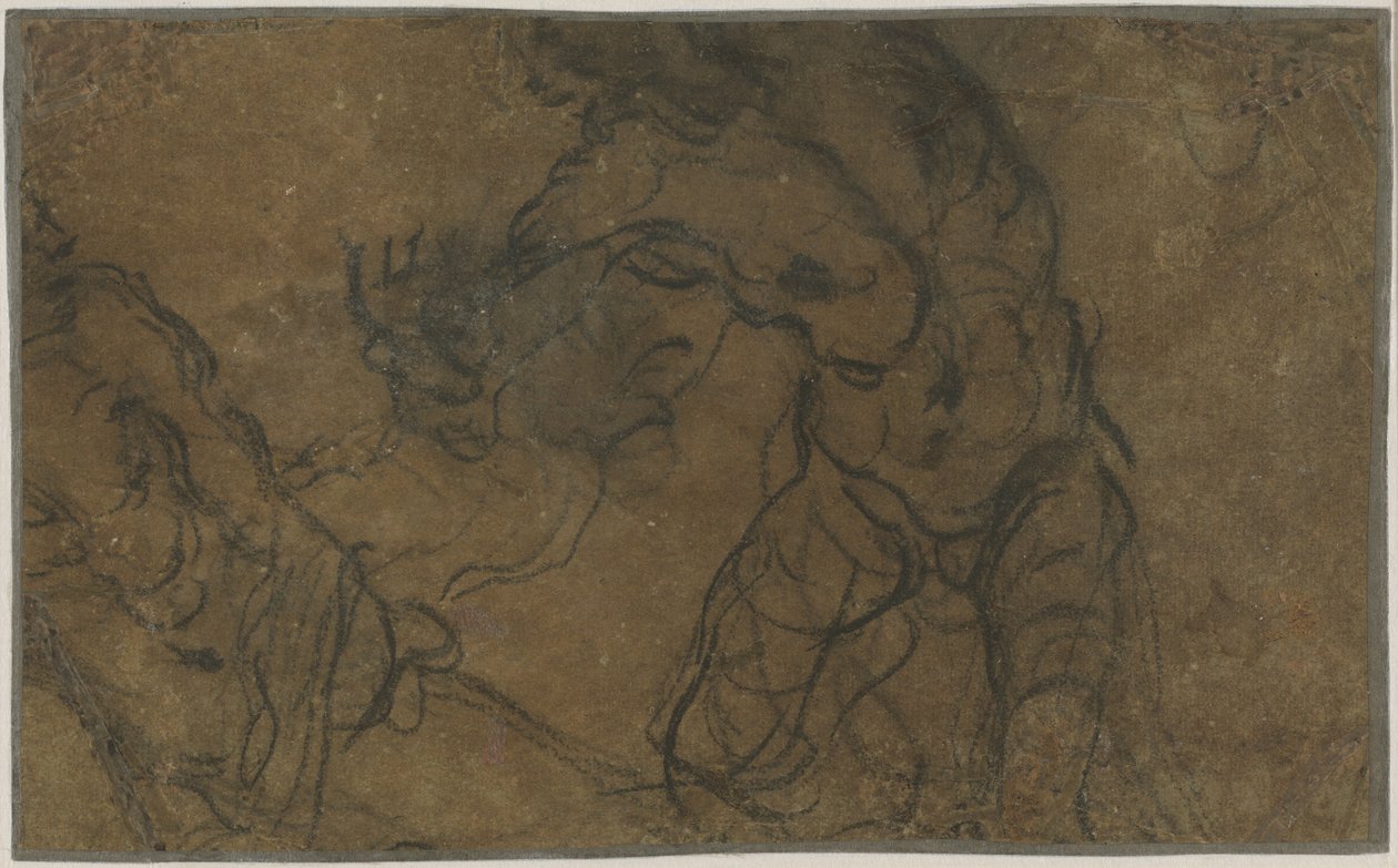 Hareket Halindeki İki Erkek Figürü (verso) by Domenico Tintoretto