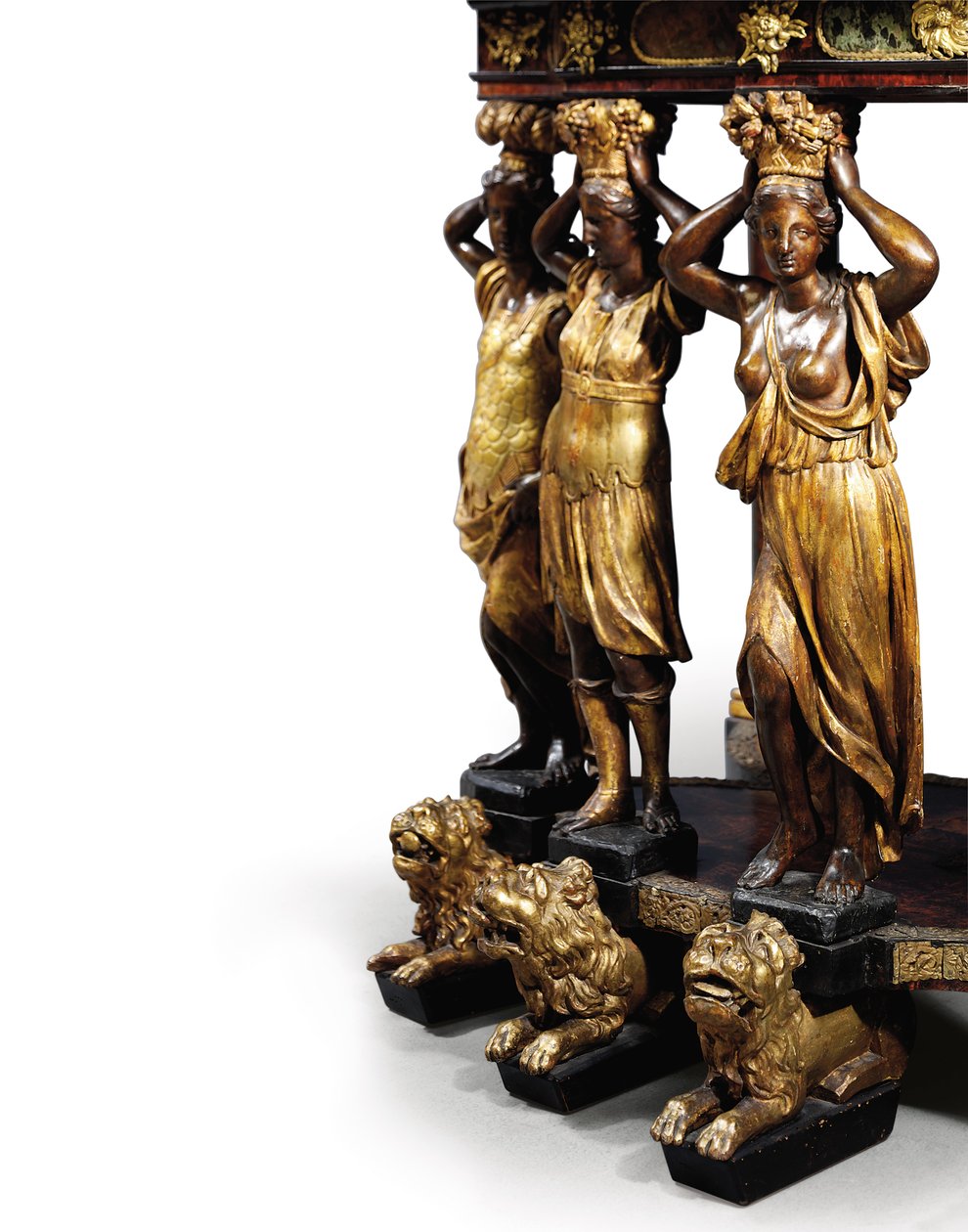 Louis XIV stant üstü dolap (altın bronz, pietra dura, bağa, dişbudak, ebonize ve koli yaldızlı) (ayrıca bkz. 1766355-7) by Domenico and Gobelins workshop (attr. to) Cucci
