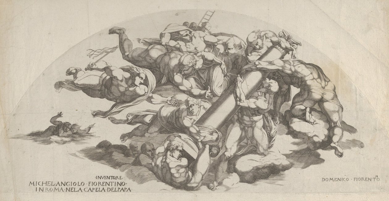 Son Yargıdan Grup, Kırbaçlanma Sütununu Taşıyan Melekler ve t..., 16. yüzyıl. by Domenico del Barbiere