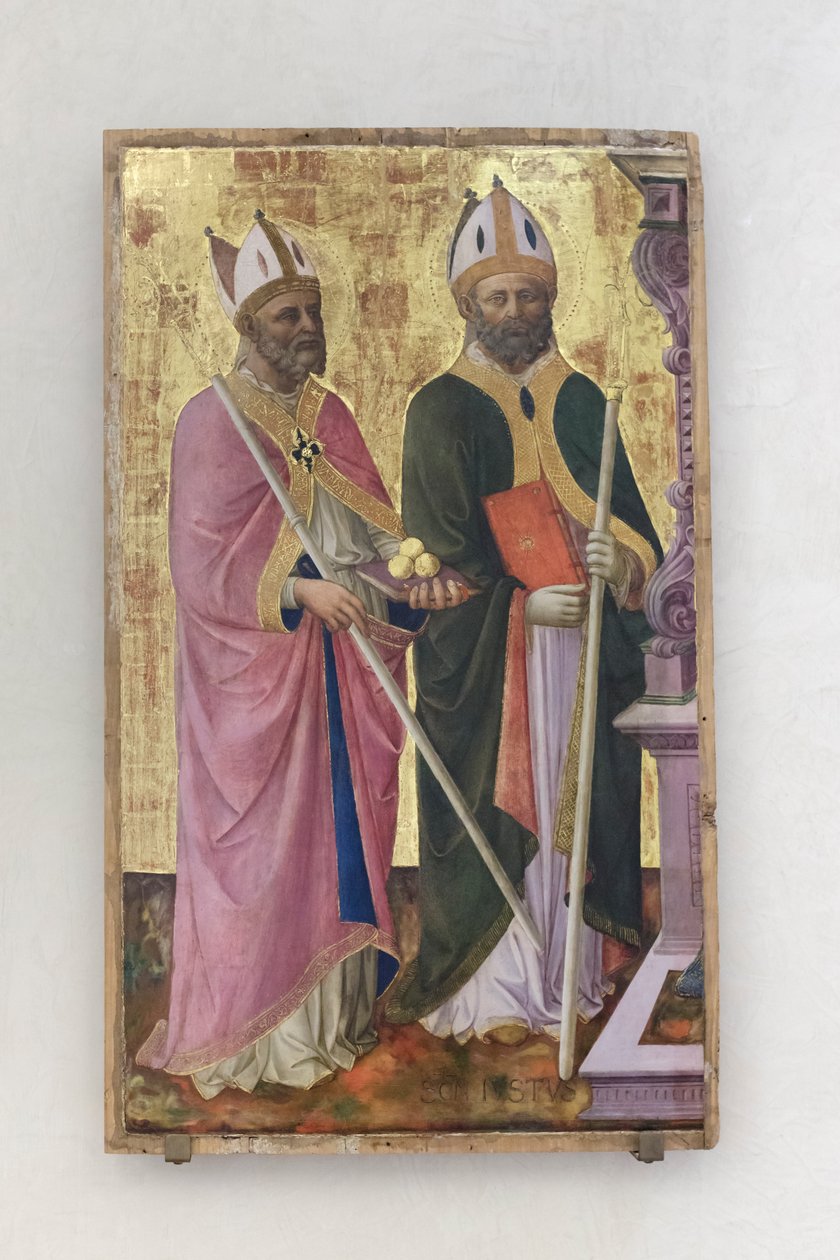 Aziz Nicholas ve Just, mihrabın bir parçası by Domenico di Michelino