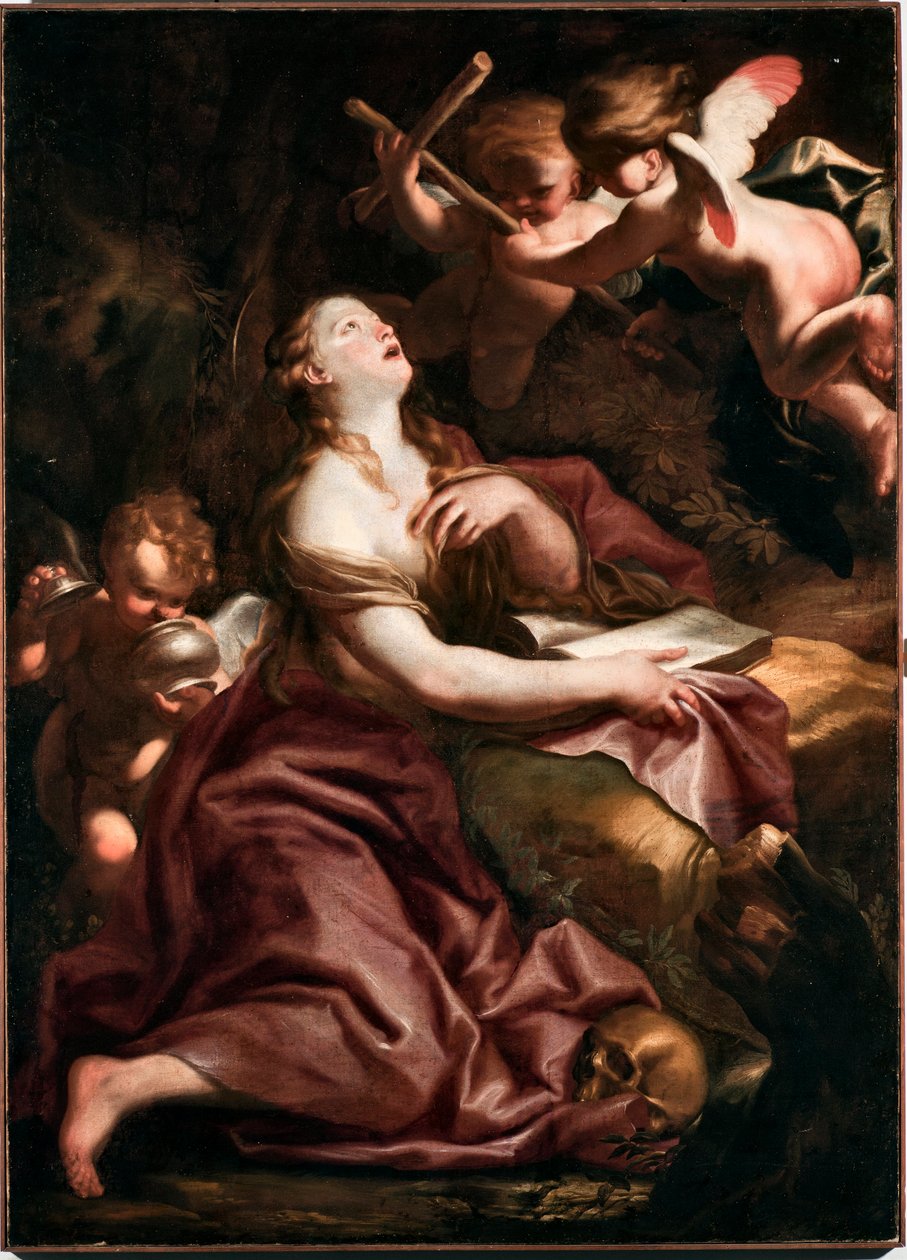 Magdalalı Aziz Meryem (Mary-Magdalene) Boyama Domenico Piola (1627-1703), Genes Musei di Strada Nuova (inv n PB 290) tarafından by Domenico the Elder Piola