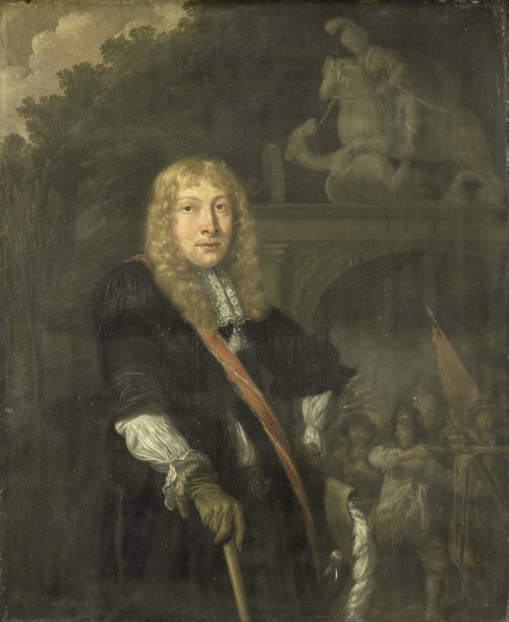 St. George muhafızlarının karargahının kapısının önünde Leiden sivil muhafız subayının portresi by Domenicus van Tol