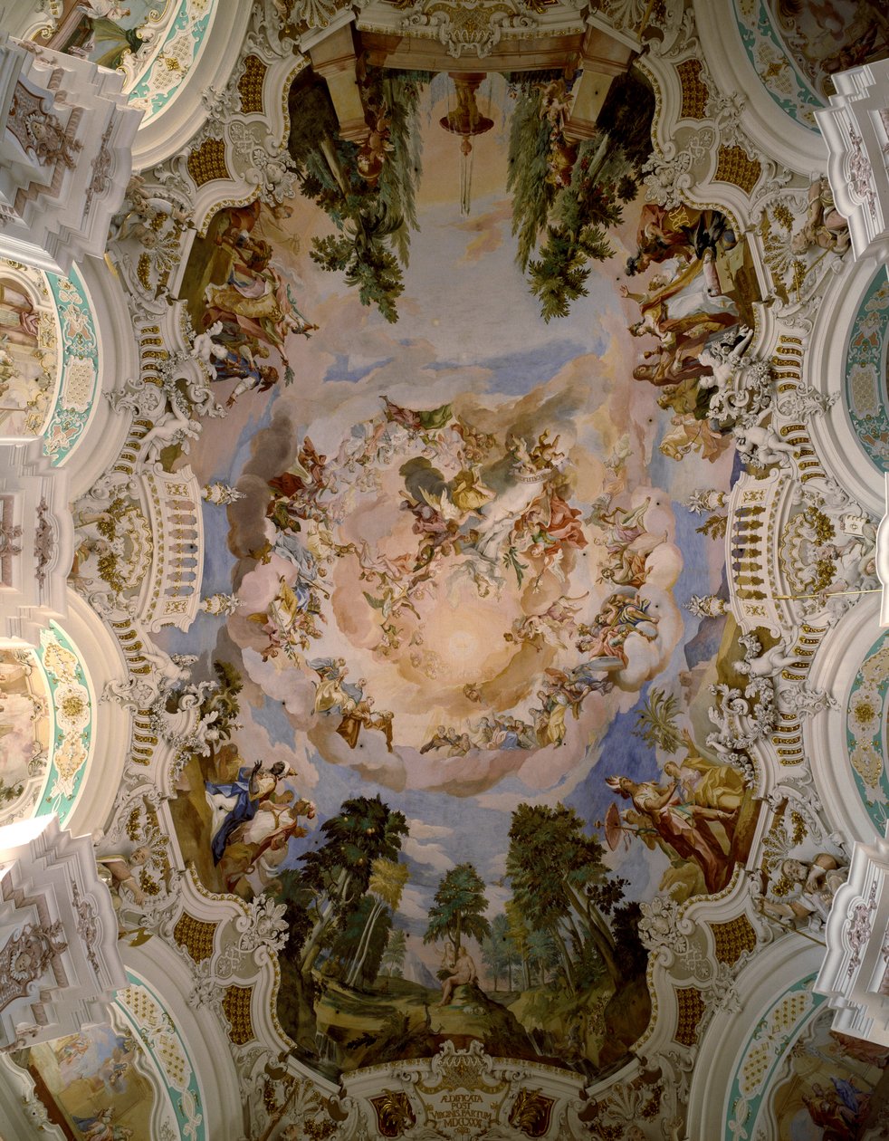 Mimar Domenikus Zimmermann (1685-1766) tarafından Schussenried manastırının kubbesini süsleyen fresk 1730-1731 Schussenried, Almanya by Dominikus Zimmermann