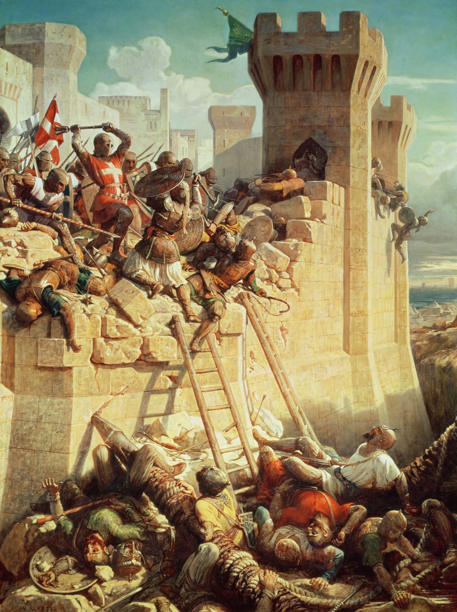 Guillaume de Clermont defending Ptolemais (Acre) in 1291, 1845  by Dominique Louis Papety