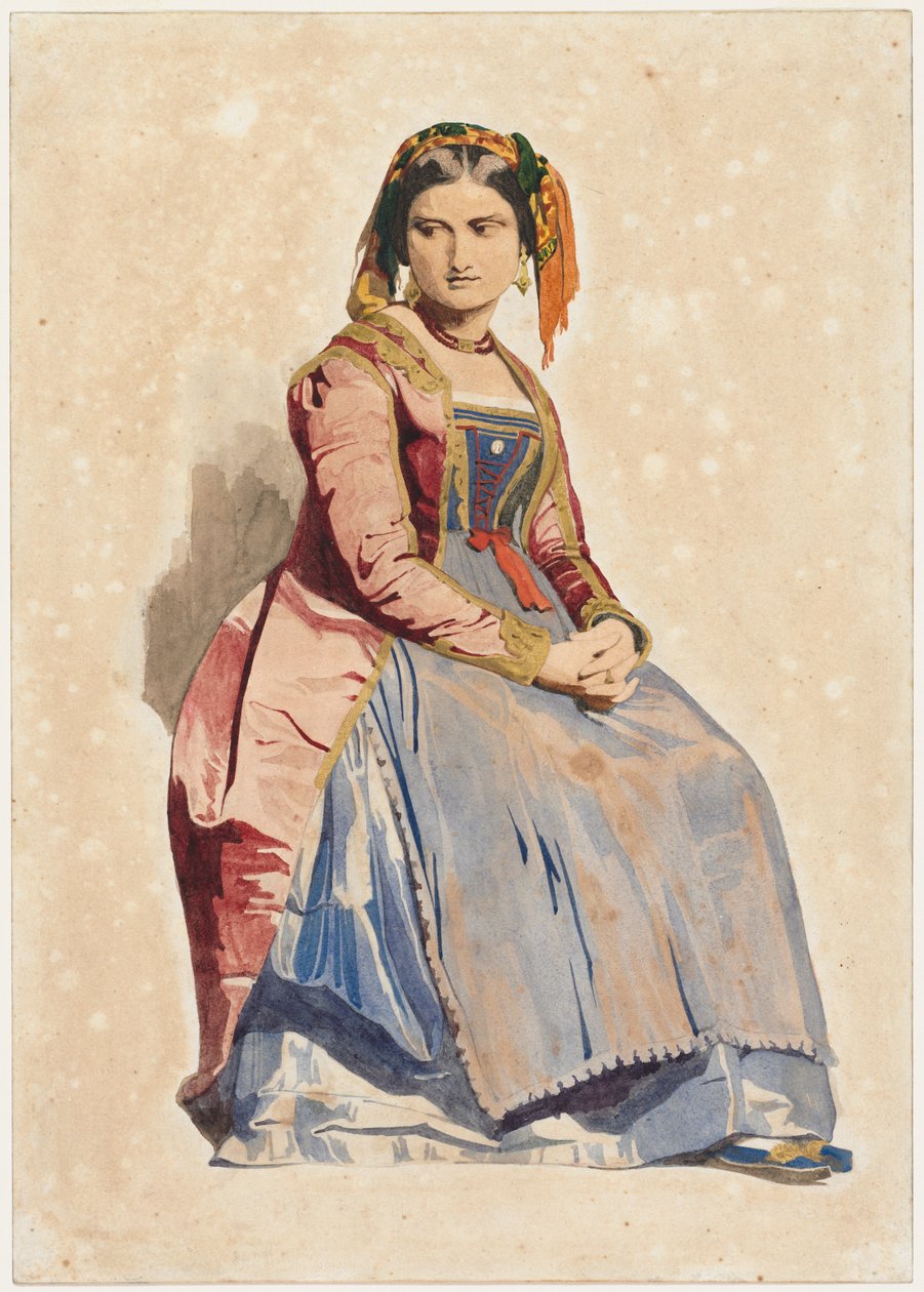 Oturan İtalyan Kadın by Dominique Louis Papety