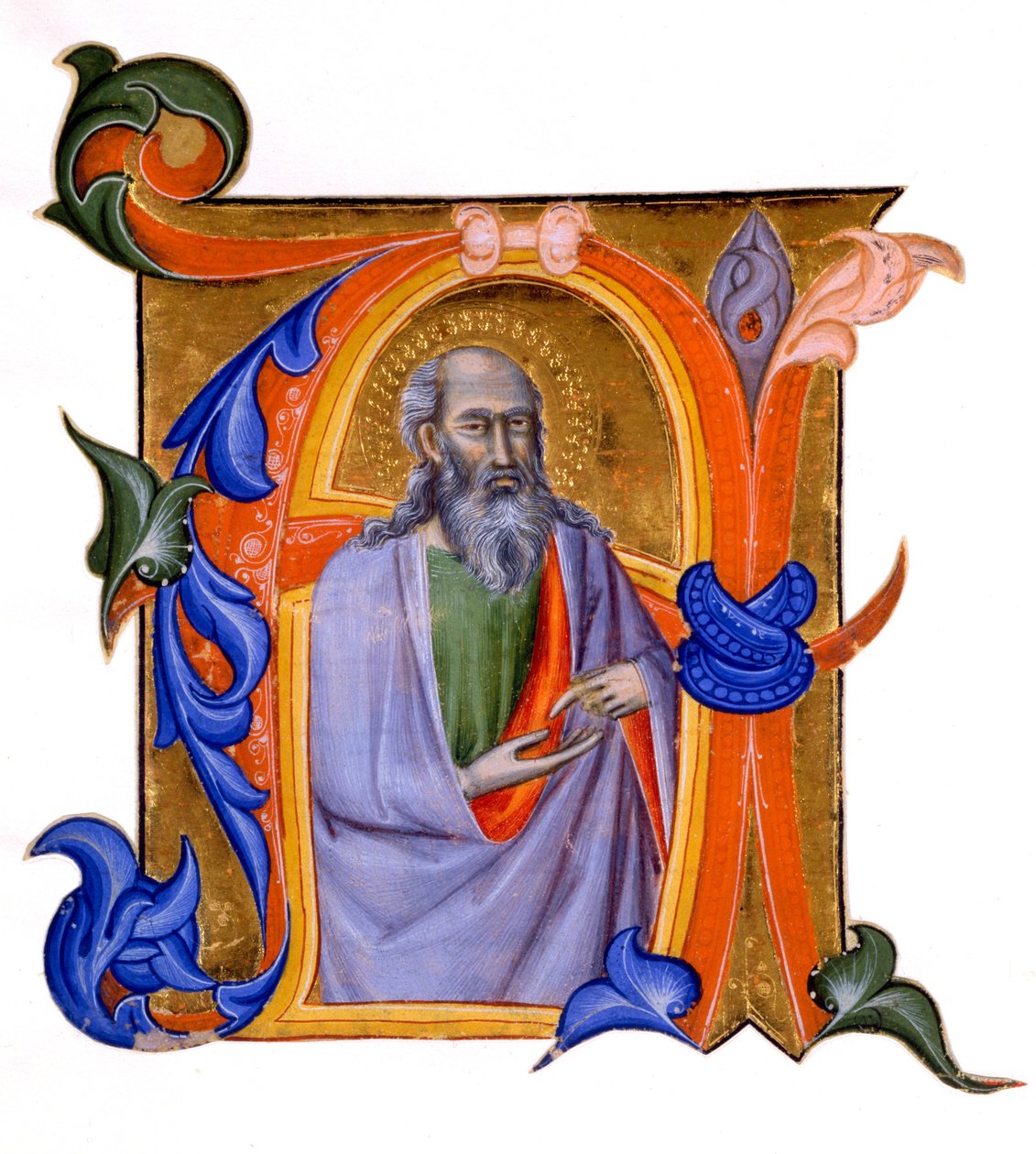 Işıklı başlangıç A, c.1382-99 (parşömen üzerine su bazlı pigment ve altın varak) by Don Silvestro dei Gherarducci