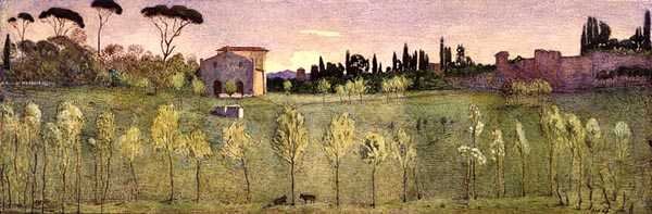 Villa Borghese, Roma (suluboya) by Donald Andrew Brown