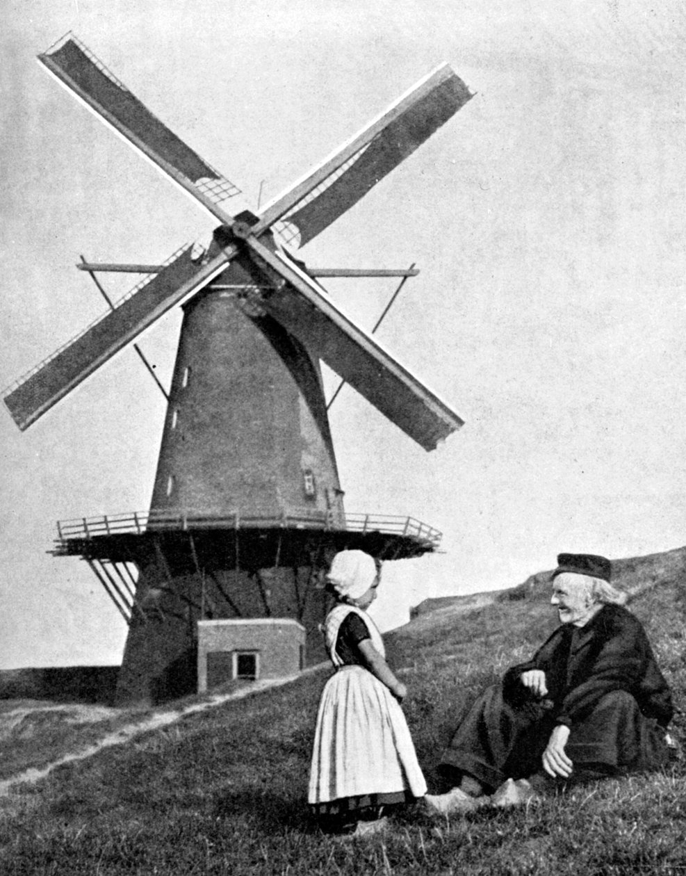 Yel değirmeni ile geleneksel Hollanda sahnesi, Hollanda, 1936 by Donald McLeish