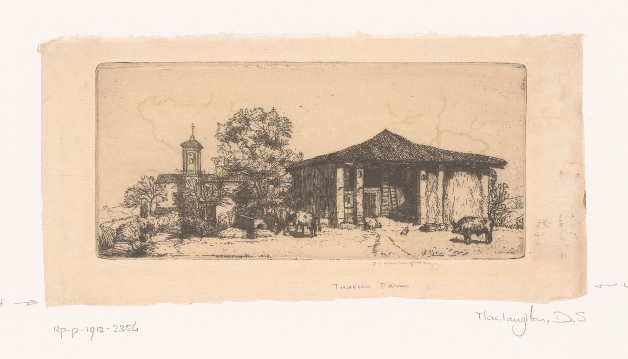 Toskana Çiftliği Bir Toskana Çiftliği (nesne üzerindeki başlık) by Donald Shaw MacLaughlan (signed by artist)