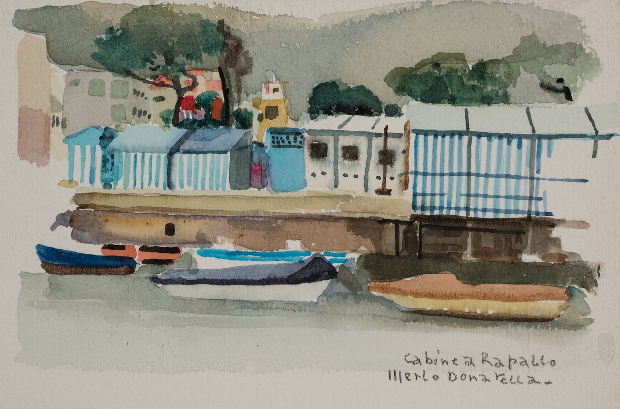Rapallo'daki Kulübeler, c.1979 (kağıt üzerine suluboya) by Donatella Merlo