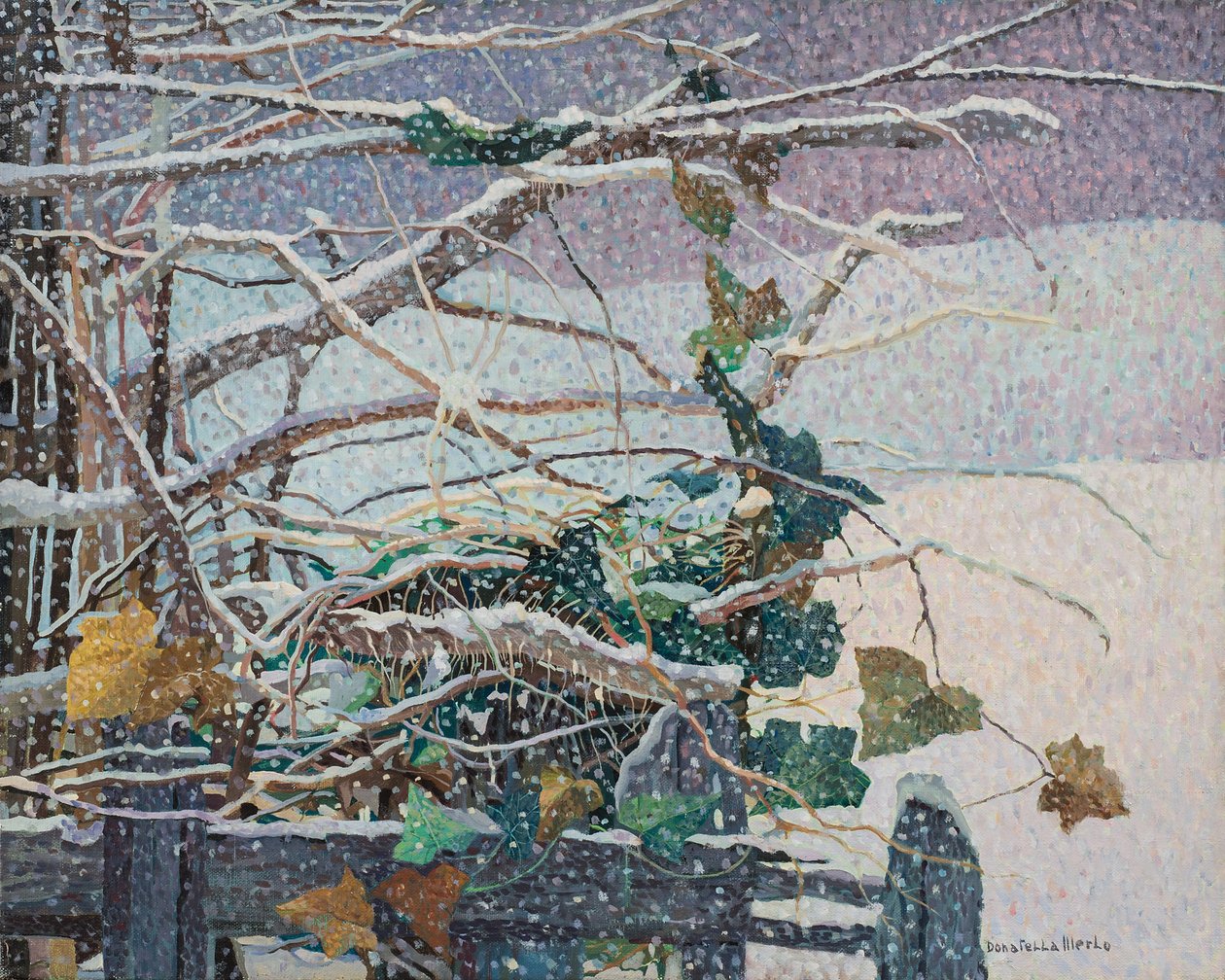Kar yağıyor, 1987 dolayları (tuval üzerine yağlı boya) by Donatella Merlo