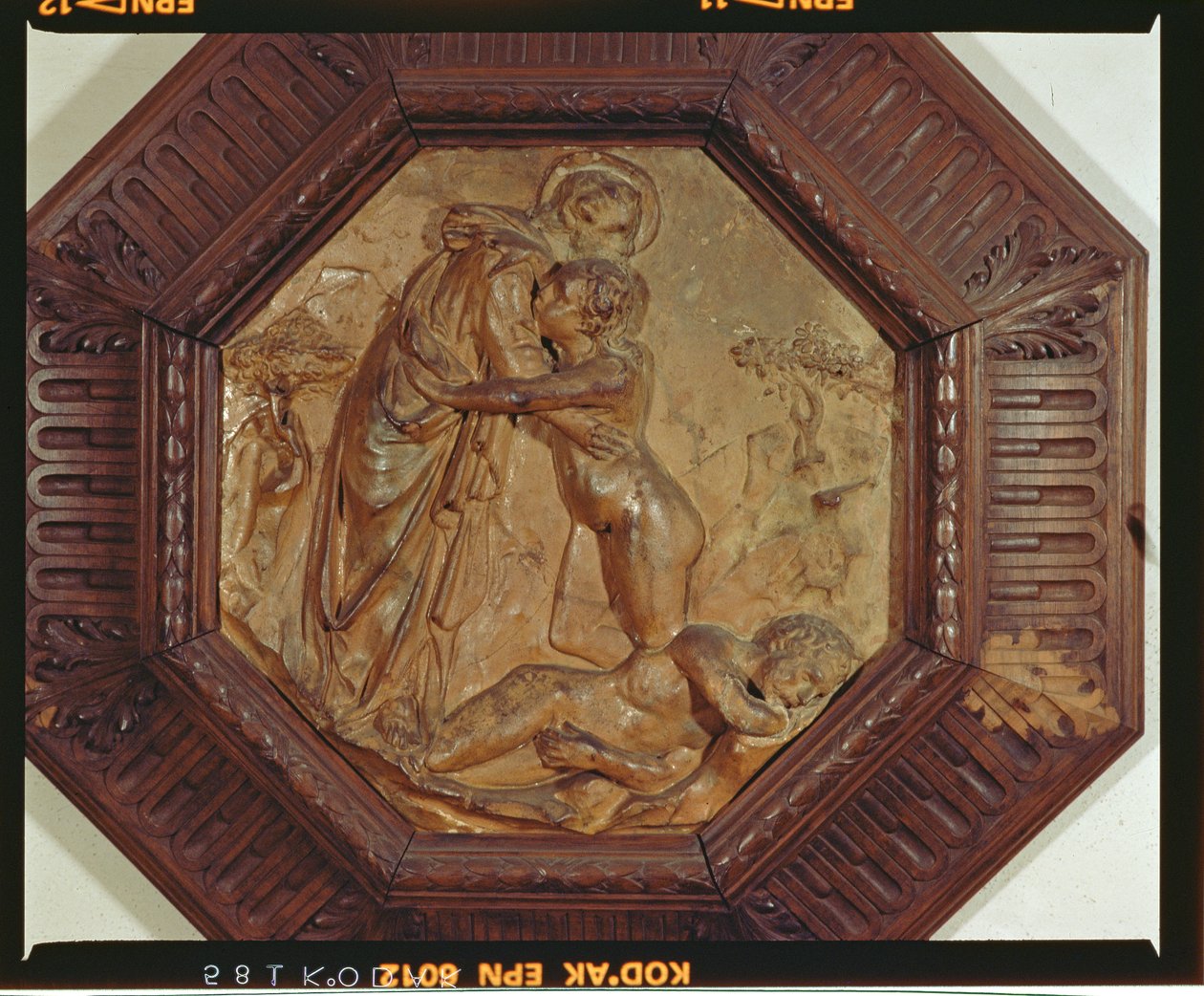 The Creation of Eve (glazed terracotta) by Donatello
