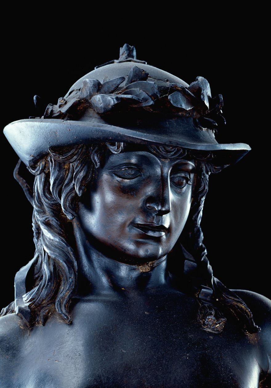 David, kafa detayı, c.1440 (bronz) (ayrıca bkz. 11969-70) by Donatello