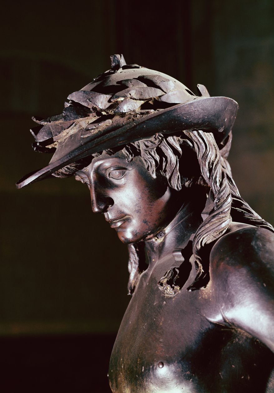 David, başın detayı, c.1440 (bronz) (ayrıca bkz. 119169) by Donatello