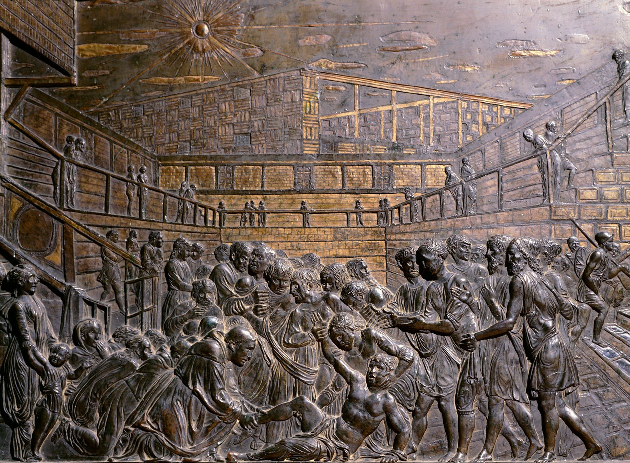 İtalya, Padua, Padua Saint Anthony Bazilikası, St Anthony gençliğin ayağını iyileştirir, Donatello tarafından (yaklaşık 1386-1466), kabartma by Donatello