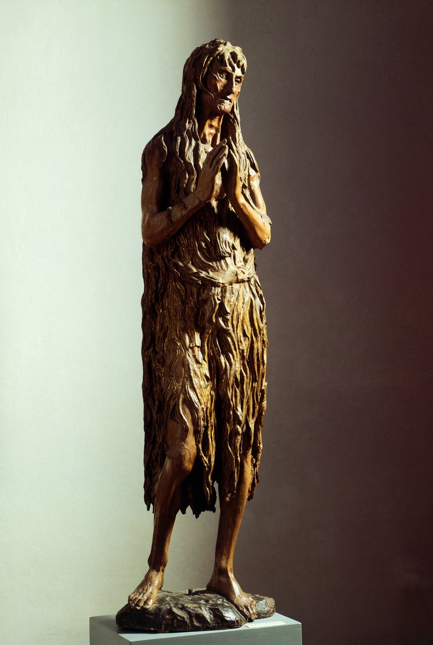 Donatello tarafından Tövbekar Magdalene (yaklaşık 1386-1466), ahşap heykel by Donatello