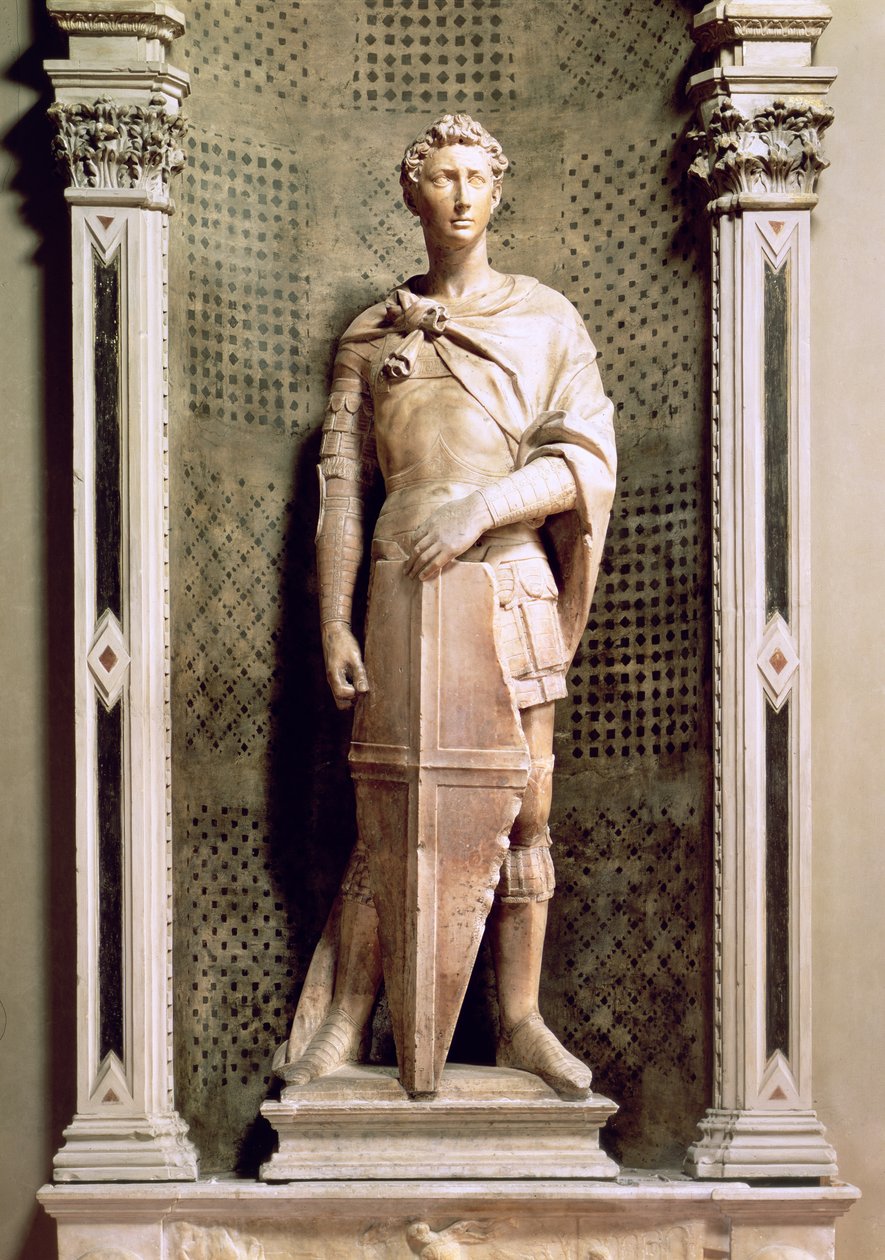 St. George, aşağıdaki ejderhayı öldüren St. George kabartması ile bir niş içinde (mermer) (ayrıca bkz. 55431 ve 87899) by Donatello