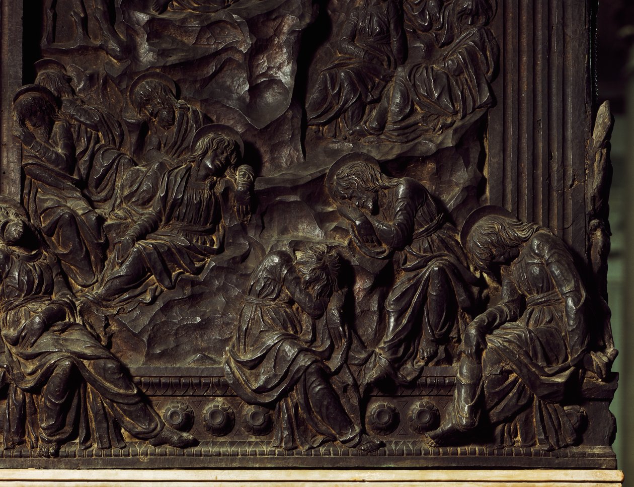 Bahçede ibadet, sol minberden detay, Donatello (1386-1466), Aziz Lawrence Bazilikası, Floransa, İtalya by Donatello