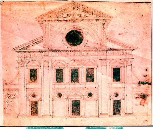 ಚರ್ಚ್ ಟರ್ಕ್ನ ಮುಂಭಾಗಕ್ಕಾಗಿ ವಿನ್ಯಾಸ by Donato Bramante