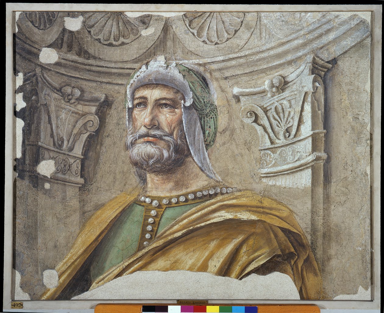 Sakallı ve Kasklı Silah Adamı by Donato Bramante