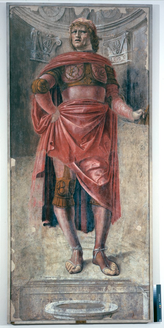 İki Elli Kılıçlı Adam, ac.1486 (tuval üzerine monte edilmiş müstakil fresk) by Donato Bramante