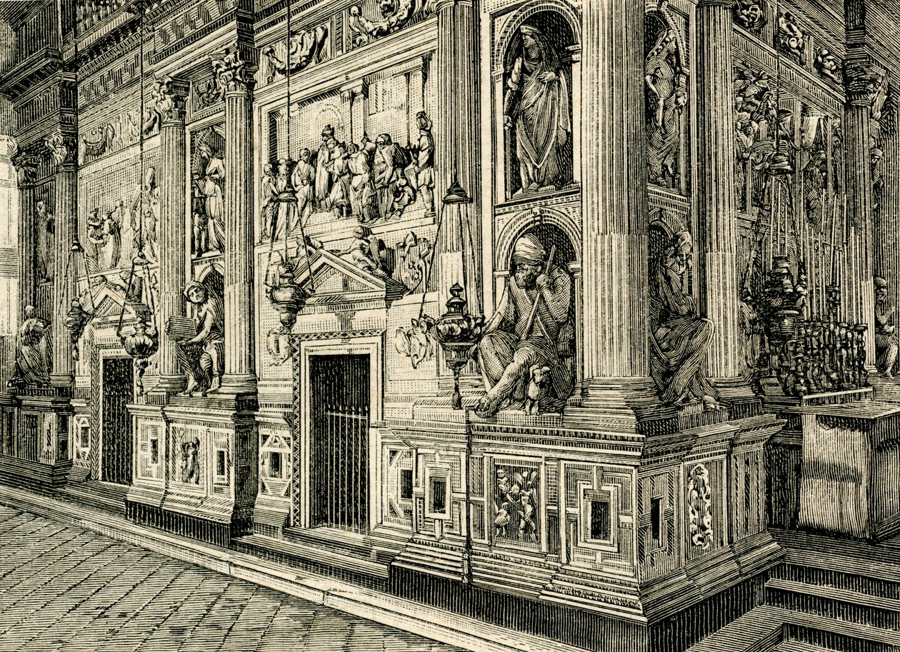 Donato Bramante (1444-1514) tarafından tasarlanan Kutsal Evin Mermer Perdesi, Kutsal Evin Kutsal Alanı, Loreto, Marche, İtalya by Donato Bramante