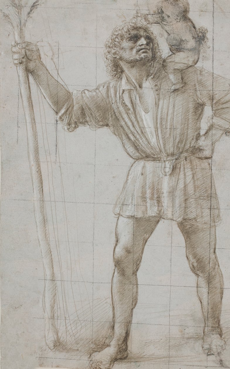 Bebek İsa ile Aziz Christopher, c. 1490 (Silverpoint, beyazla vurgulanmış, açık gri hazırlanmış kağıt üzerine) by Donato Bramante