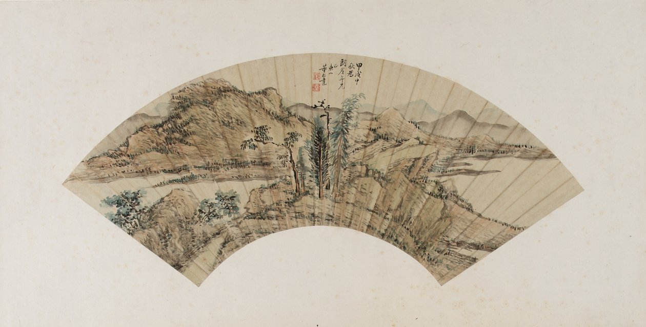 Dağ Manzarası, Qing hanedanı, 1754 (kağıt üzerinde mürekkep ve renkli) by Dong Bangda
