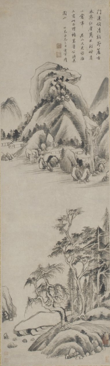 Manzara, Ming hanedanı, 1617 (kağıt üzerine mürekkep) by Dong Qichang