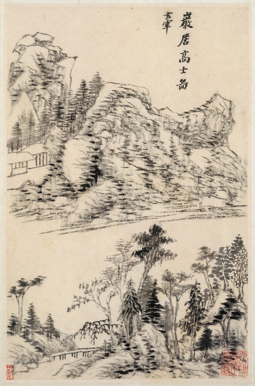 1630 tarihli eski ustalardan sonra manzaralar. by Dong Qichang