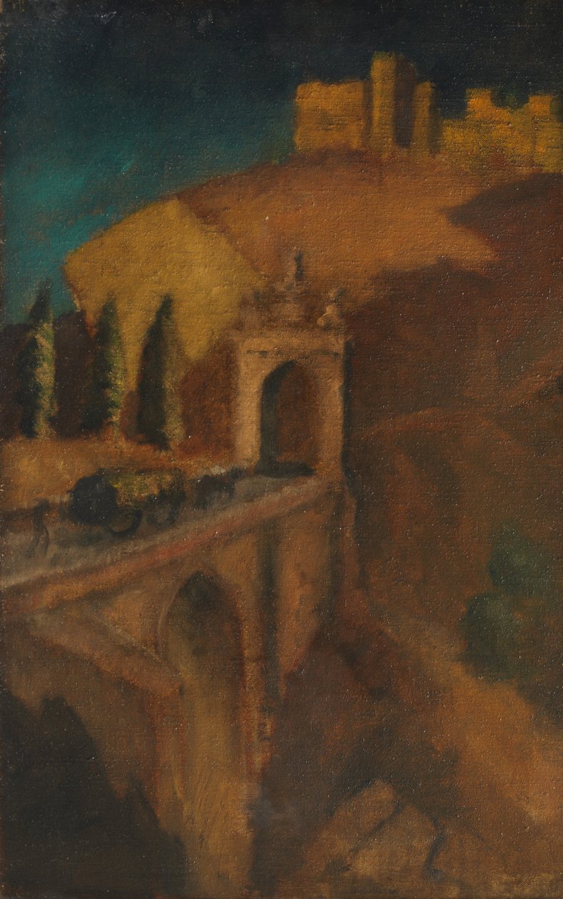 Köprülü Dağ Manzarası (verso), c.1910 (tuval üzerine yağlı boya) by Dora (attr. to) Carrington