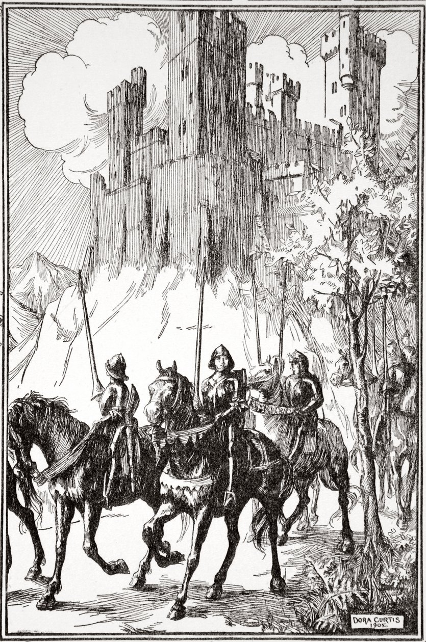 "Sir Galahad Manastırda", 1905. by Dora Curtis