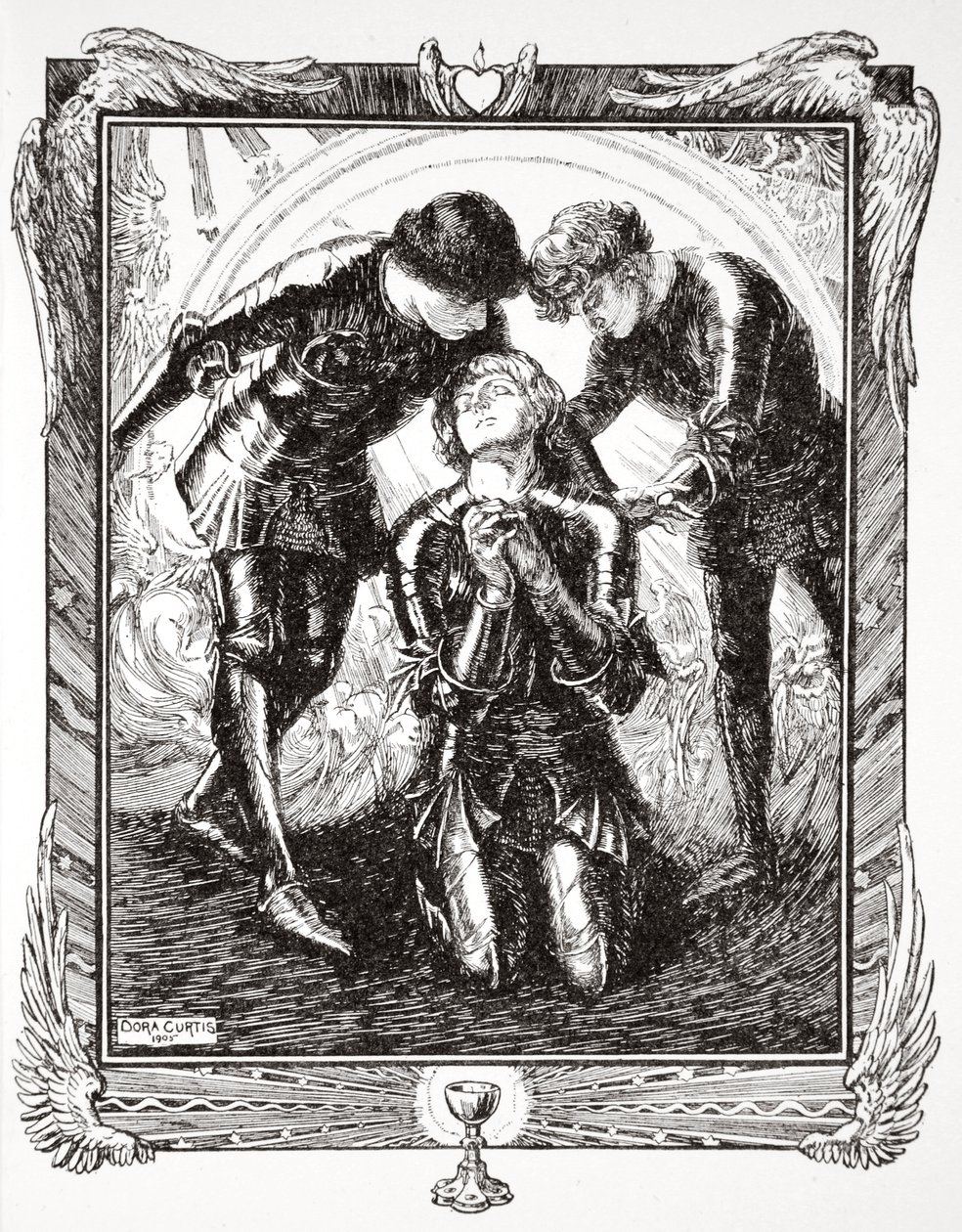 'Sonra Sir Galahad'a gittiler', 1905. by Dora Curtis